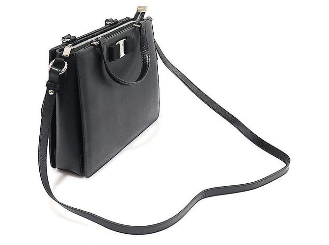 Salvatore Ferragamo Tote Tracy Vara in Saffiano nero - vista 3