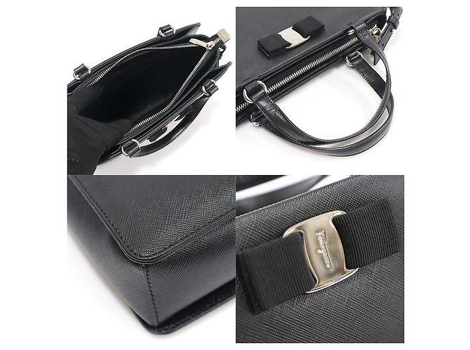 Salvatore Ferragamo Tote Tracy Vara in Saffiano nero - vista 6