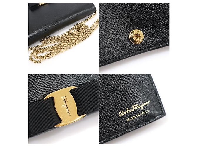 Salvatore Ferragamo Mini borsa a tracolla WOC Bow Genie in Saffiano nero - vista 7