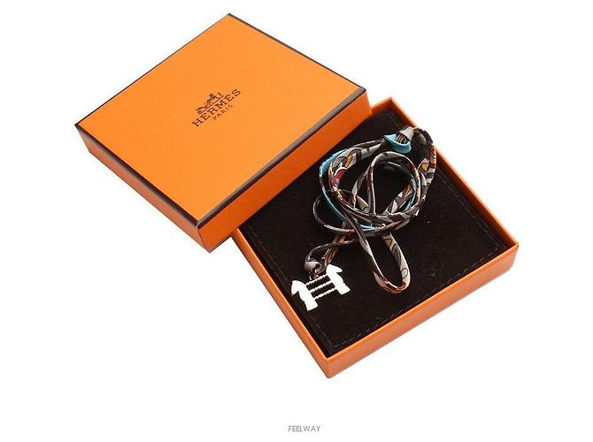 Hermès Collana in seta Tourbillon Nero - vista 6