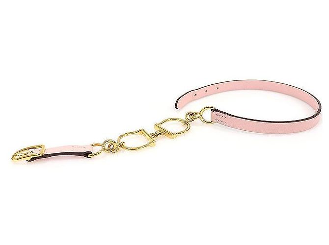 Hermès Bracciale Double Tour ETRIER in pelle di vitello Rose Sakura e metallo dorato da donna Rosa - vista 5
