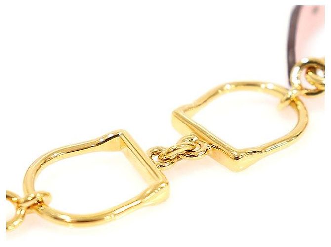 Hermès Bracciale Double Tour ETRIER in pelle di vitello Rose Sakura e metallo dorato da donna Rosa - vista 6