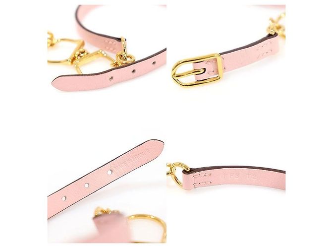 Hermès Bracciale Double Tour ETRIER in pelle di vitello Rose Sakura e metallo dorato da donna Rosa - vista 7