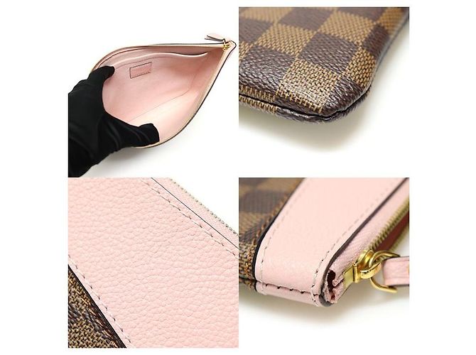 Louis Vuitton Clutch Daily Pouch in tela Damier Ebene Rose Powder Marrone - vista 6
