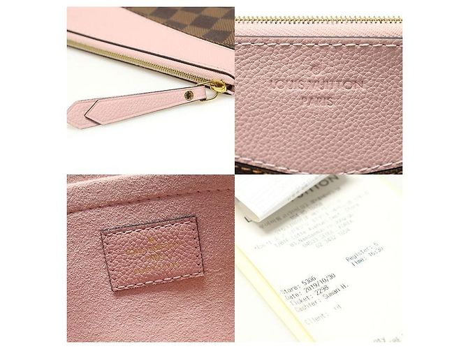 Louis Vuitton Clutch Daily Pouch in tela Damier Ebene Rose Powder Marrone - vista 7