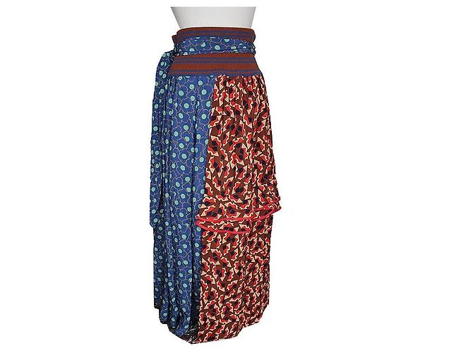 Marni Gonna a portafoglio in seta e cotone multicolore Blu - vista 2