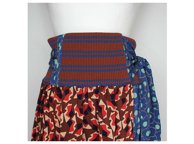 Marni Gonna a portafoglio in seta e cotone multicolore Blu - vista 4