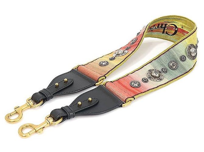 Dior Tracolla Christian con medaglione ricamato multicolore stile boho gradiente arcobaleno - vista 3