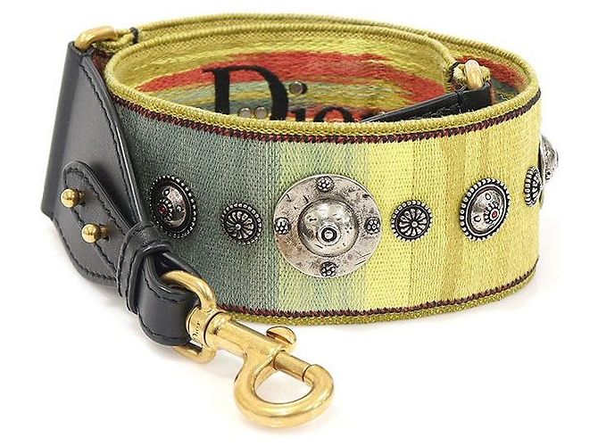 Dior Tracolla Christian con medaglione ricamato multicolore stile boho gradiente arcobaleno - vista 4