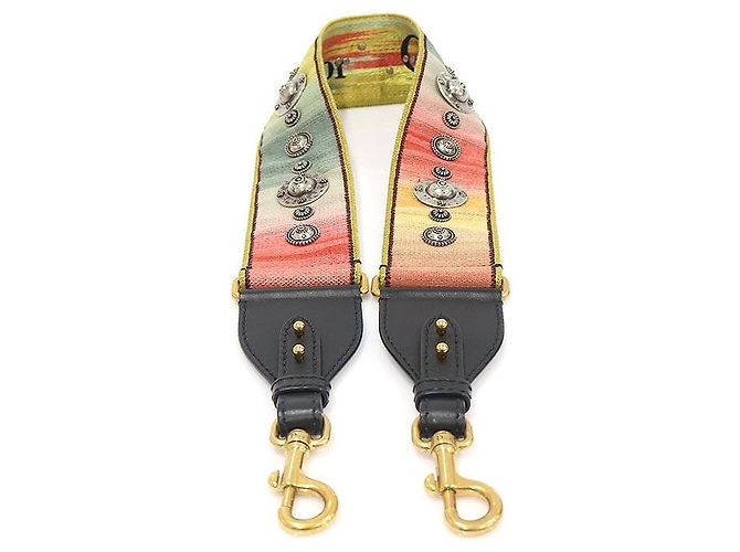 Dior Tracolla Christian con medaglione ricamato multicolore stile boho gradiente arcobaleno - vista 6