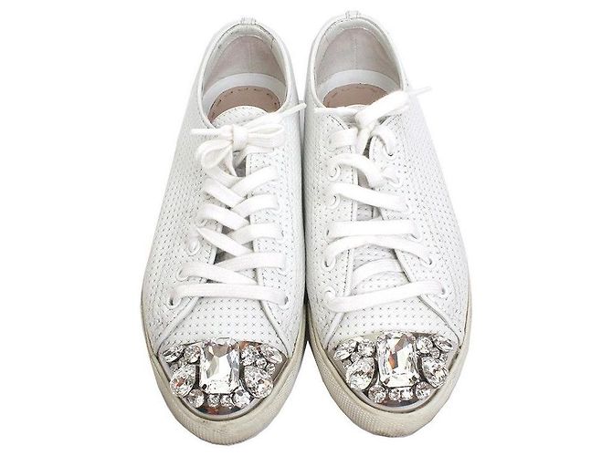 Miu Miu Weiße Kristall-Sneaker - Ansicht 2