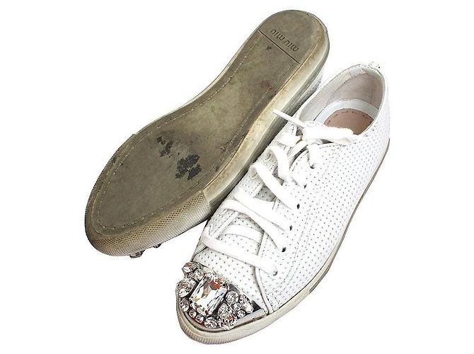 Miu Miu Weiße Kristall-Sneaker - Ansicht 3