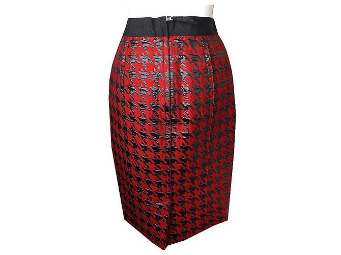 Dolce & Gabbana Falda de cuadros pata de gallo Roja - vista 2