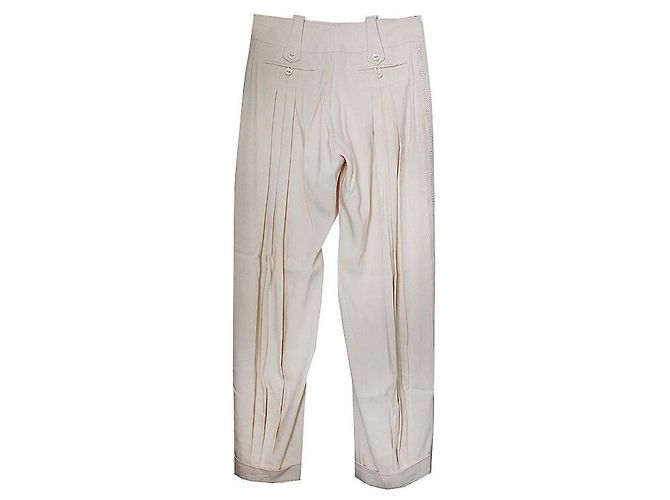 Dior Pantalones plisados de seda beige Blanco - vista 2