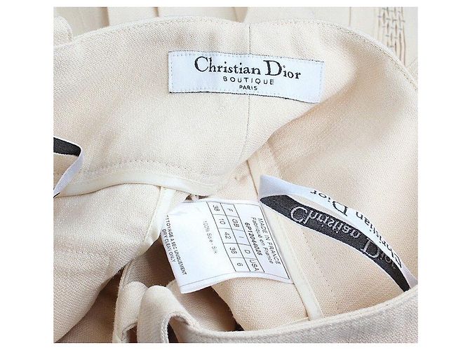Dior Pantalones plisados de seda beige Blanco - vista 3