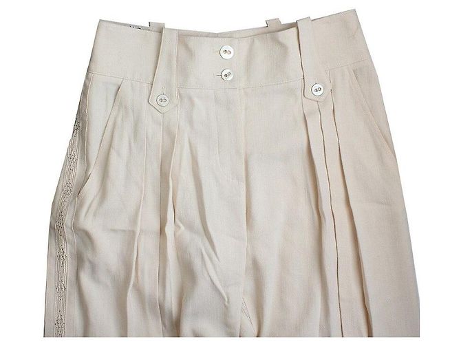 Dior Pantalones plisados de seda beige Blanco - vista 5