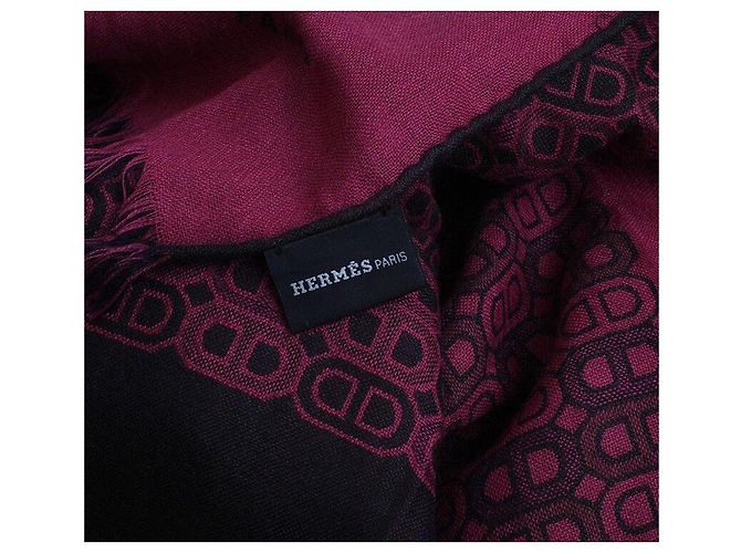 Hermès Bufanda de seda y lana fucsia Rosa - vista 3