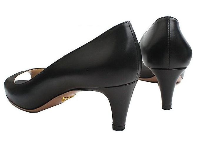 Prada Décolleté a punta aperta in pelle nera Nero - vista 4
