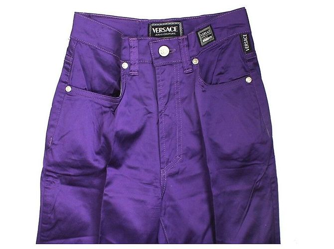 Versace Pantalones de satén violeta Púrpura - vista 4