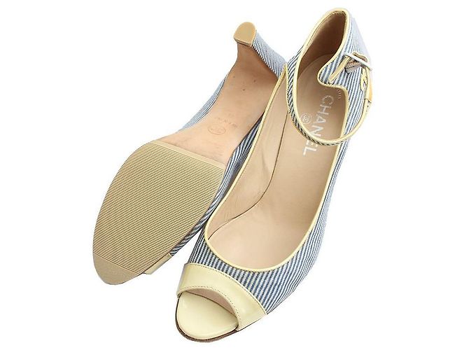 Chanel Scarpe a righe con cinturino alla caviglia Multicolore - vista 3