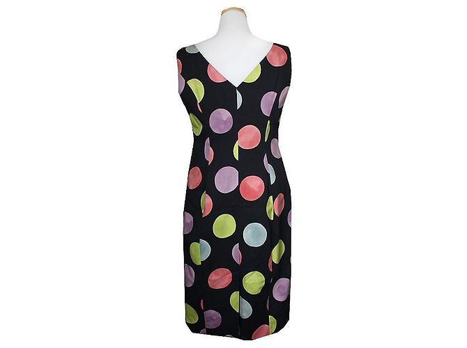 Moschino Ärmelloses Kleid mit Punkten Chip and Chic Color Dot Half Schwarz - Ansicht 2