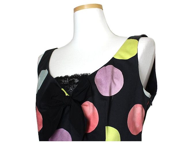 Moschino Ärmelloses Kleid mit Punkten Chip and Chic Color Dot Half Schwarz - Ansicht 4