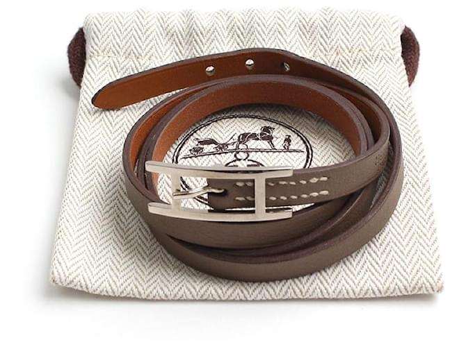 Hermès Pulsera Hapi Row Strap Marrón Stamp Castaño - vista 6