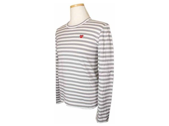 Comme Des Garcons Camiseta de algodón blanco y gris Plata - vista 2