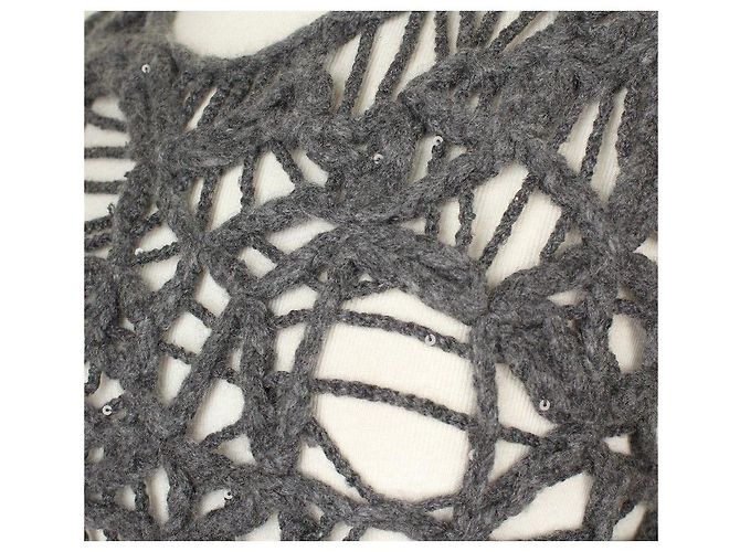 Brunello Cucinelli Ärmelloses Strickoberteil mit Cashmere-Crochet-Besatz XS Braun - Ansicht 5