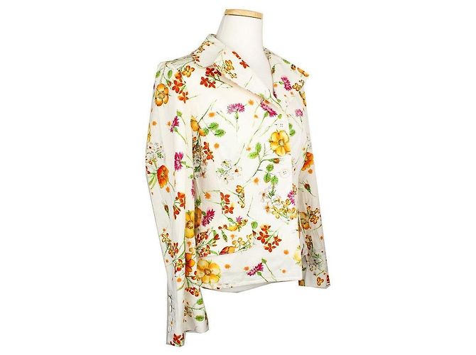 Dolce & Gabbana Chaqueta de algodón con estampado floral marfil Blanco - vista 2