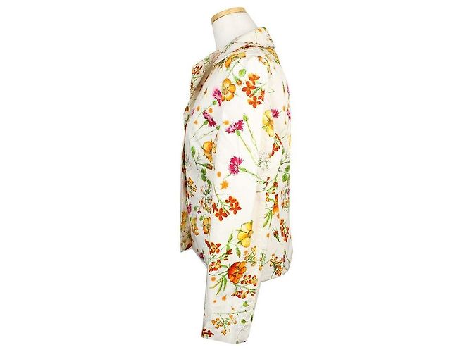 Dolce & Gabbana Chaqueta de algodón con estampado floral marfil Blanco - vista 3