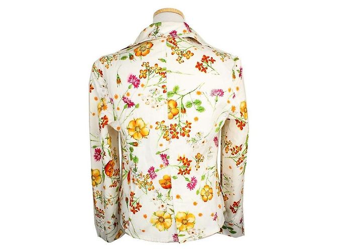Dolce & Gabbana Chaqueta de algodón con estampado floral marfil Blanco - vista 4