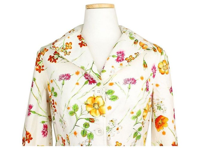 Dolce & Gabbana Chaqueta de algodón con estampado floral marfil Blanco - vista 6