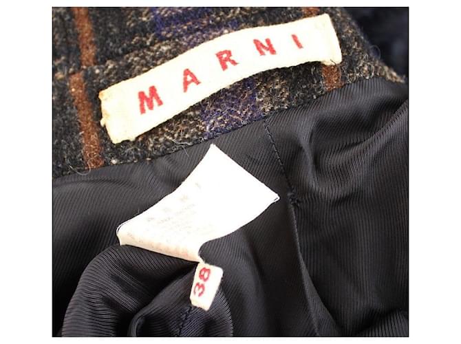 Marni Abrigo largo de tweed multi-check Multicolor - vista 4