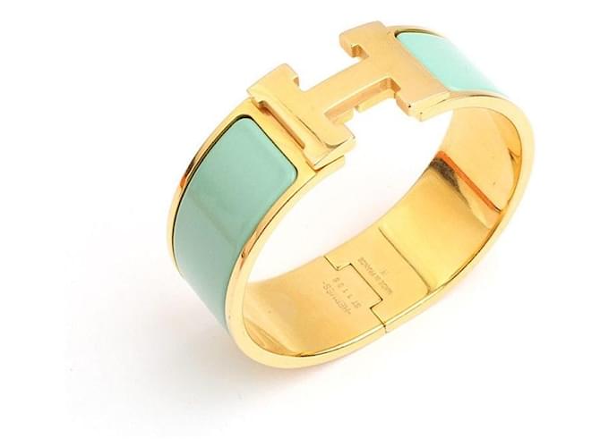 Hermès Bracciale rigido Mint Click-Clack placcato oro D'oro - vista 3
