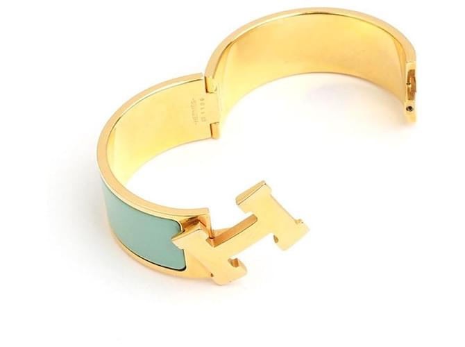 Hermès Bracciale rigido Mint Click-Clack placcato oro D'oro - vista 4