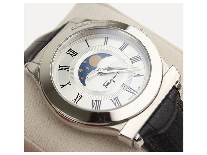 Salvatore Ferragamo Relógio Moonphase em aço com pulseira de couro Multicor - vista 4