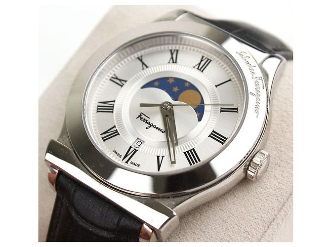 Salvatore Ferragamo Relógio Moonphase em aço com pulseira de couro Multicor - vista 5