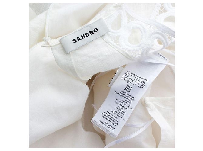 Sandro Abito in misto lino e pizzo avorio Bianco - vista 3
