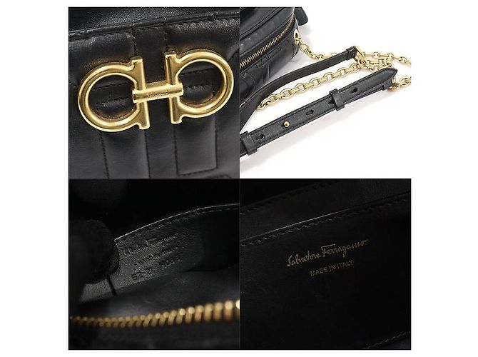 Salvatore Ferragamo Gesteppte Camera Crossbody-Tasche aus schwarzem Kalbsleder - Ansicht 7
