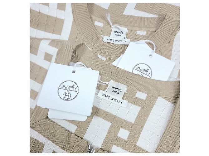 Hermès Conjunto de dos piezas Mosaic Beige Toast Castaño - vista 6
