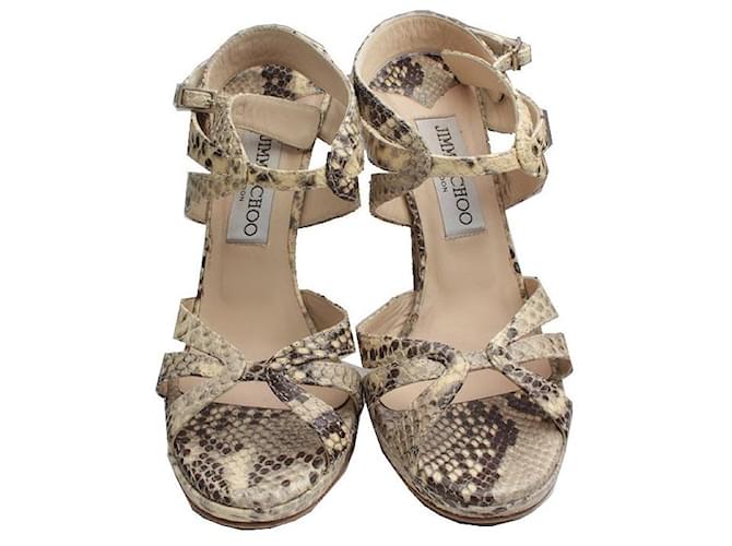 Jimmy Choo Python Strap High Heels Sandals Brown - view 2