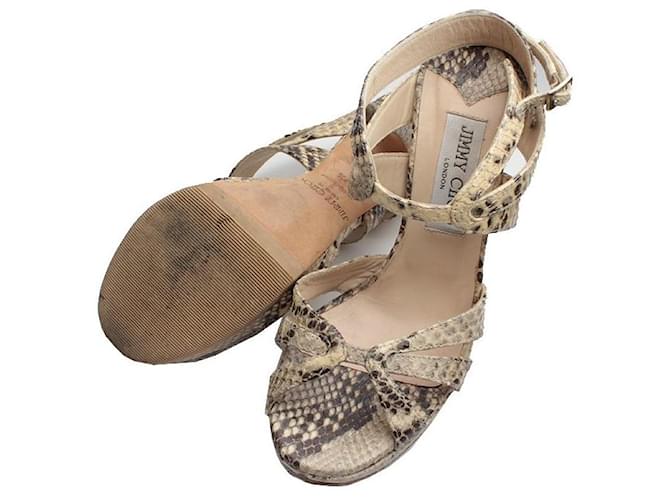 Jimmy Choo Python Strap High Heels Sandals Brown - view 3