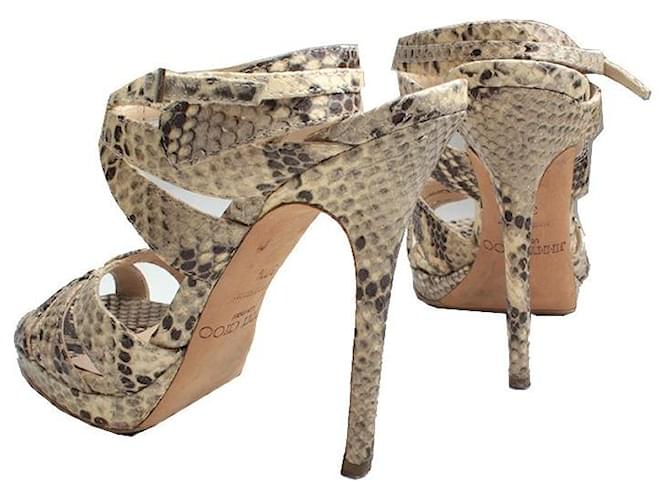 Jimmy Choo Python Strap High Heels Sandals Brown - view 4