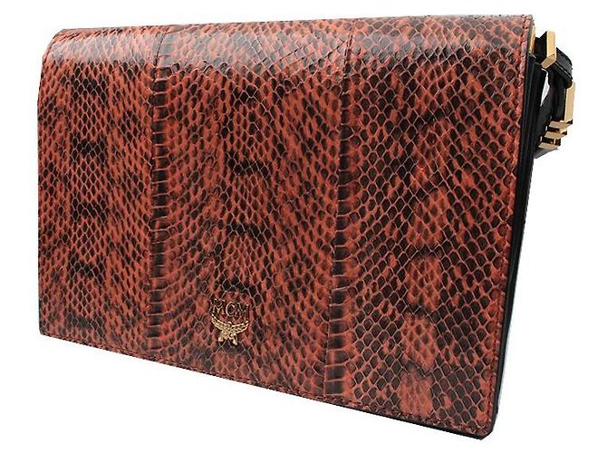 MCM Borsa a tracolla e clutch in lucertola Marrone - vista 2