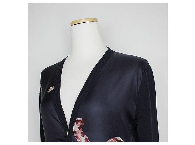 Salvatore Ferragamo Strickjacke aus Baumwolle mit Seidenbesatz Blau - Ansicht 4