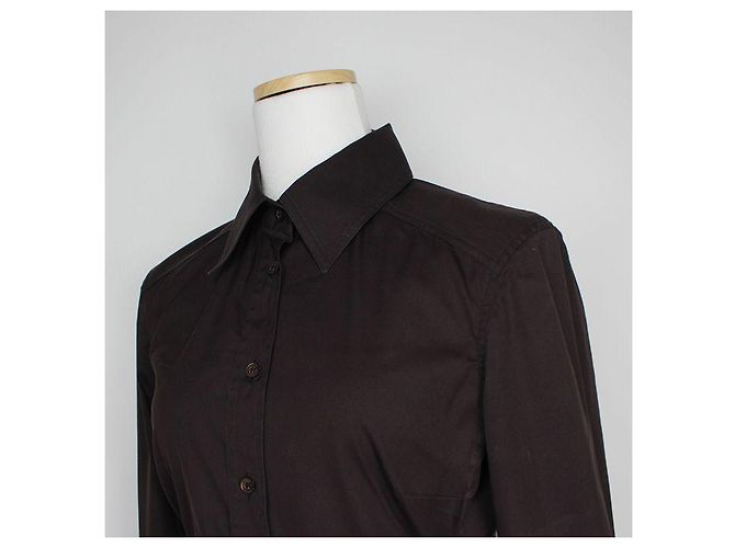 Gucci Camisa de mezcla de algodón marrón oscuro Castaño - vista 4