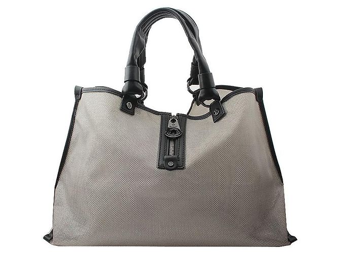 Moncler Großer Mesh-Tote-Bag mit Besatz aus Kalbsleder Schwarz - Ansicht 3