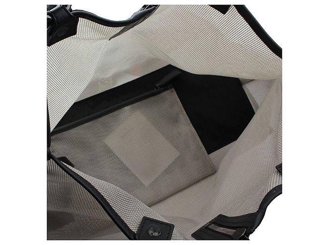 Moncler Großer Mesh-Tote-Bag mit Besatz aus Kalbsleder Schwarz - Ansicht 5
