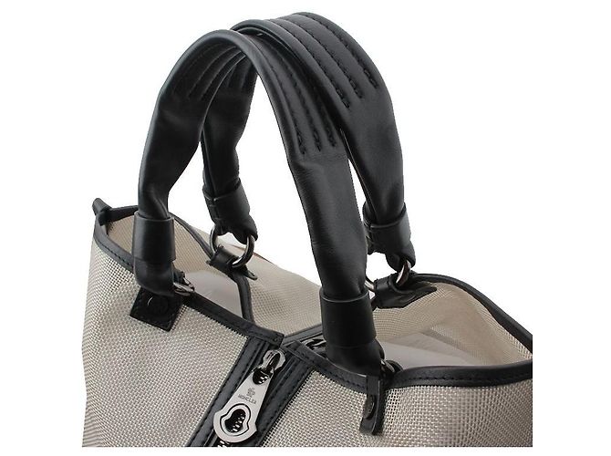 Moncler Großer Mesh-Tote-Bag mit Besatz aus Kalbsleder Schwarz - Ansicht 6